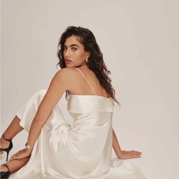 Reformation Silk Cream Dress - Picture 2 of 8